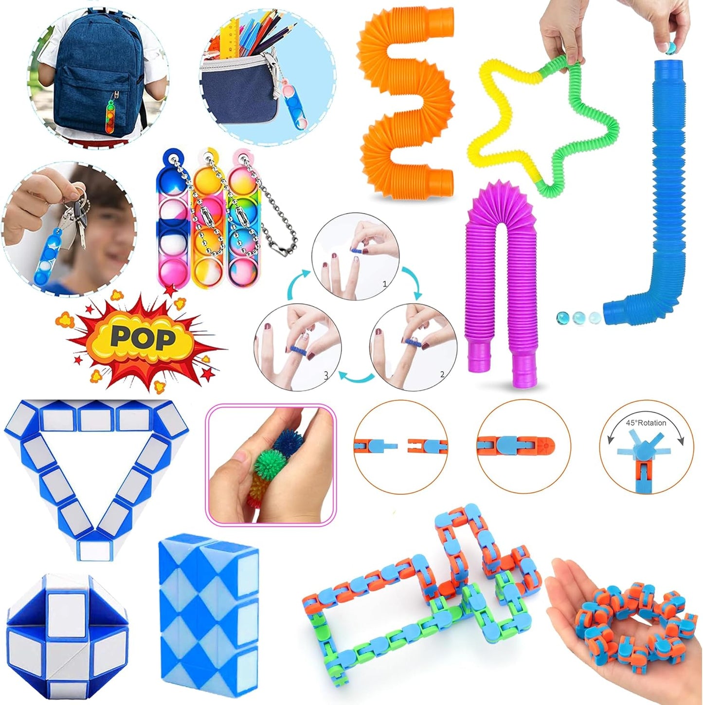30 Pcs Anxiety Relief Fidget Toy Set