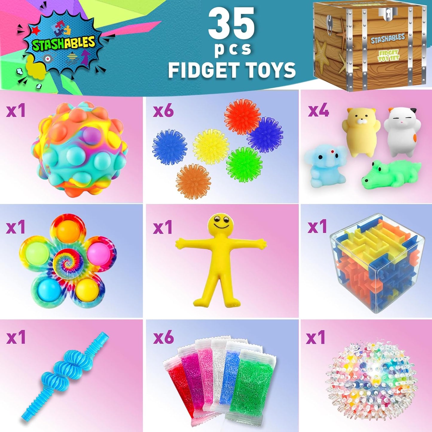 Mystery Box Fidget Toys - 35 Pcs