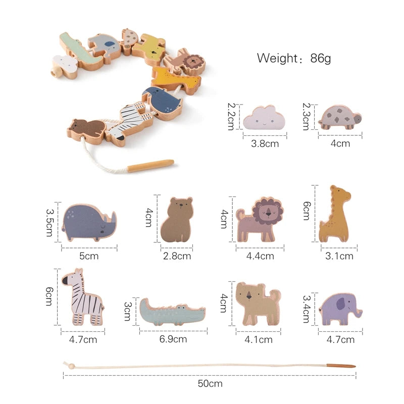 String Threading Baby Animal Wooden Toys
