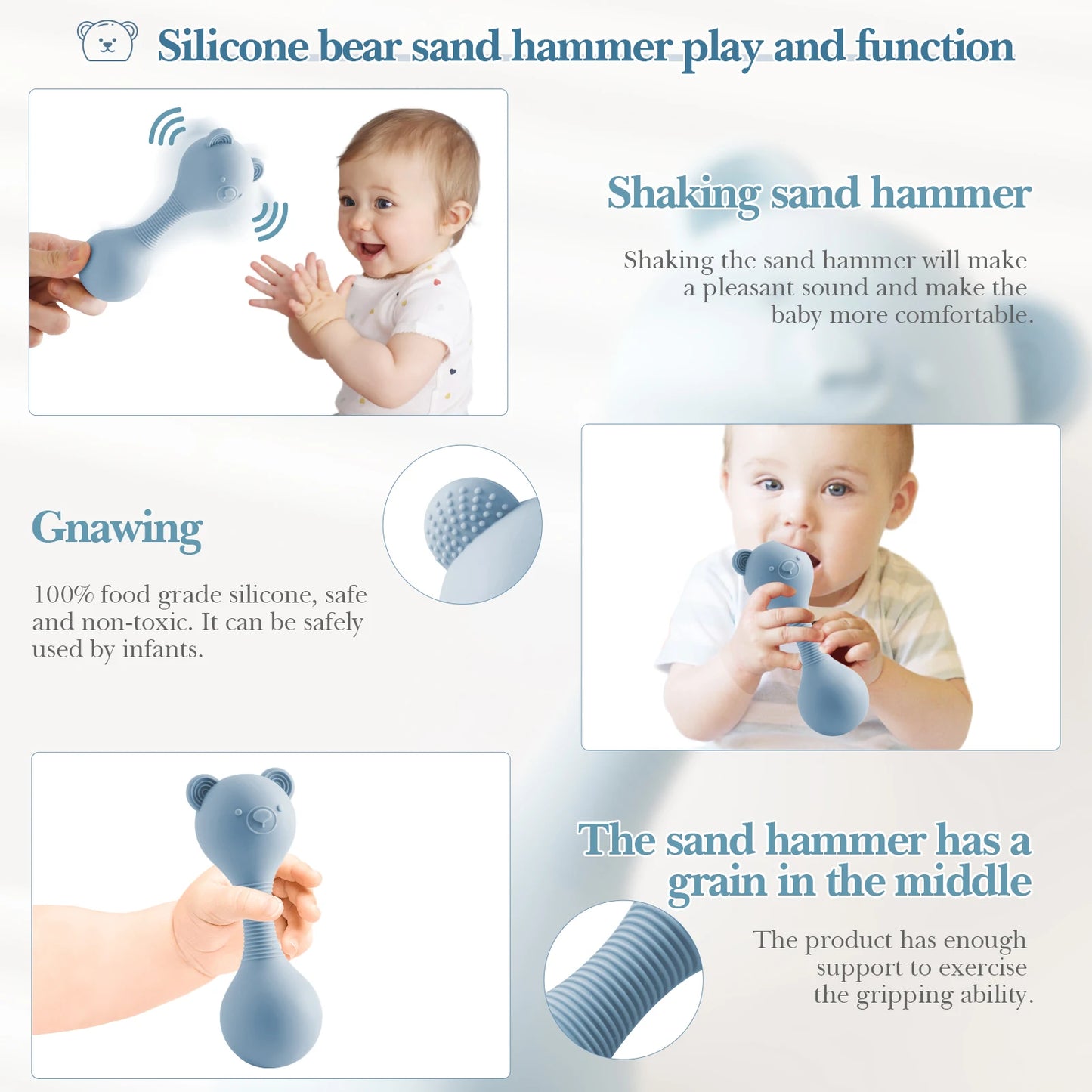 Sensory Bear Rattle Chewy Teether Toy