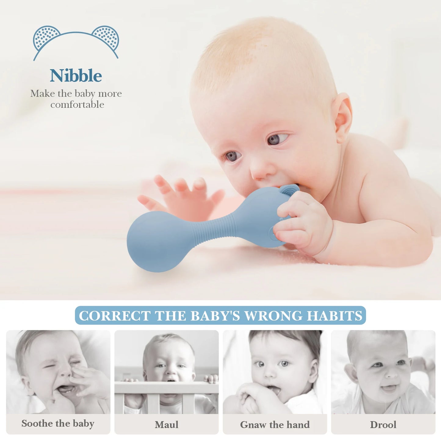 Sensory Bear Rattle Chewy Teether Toy
