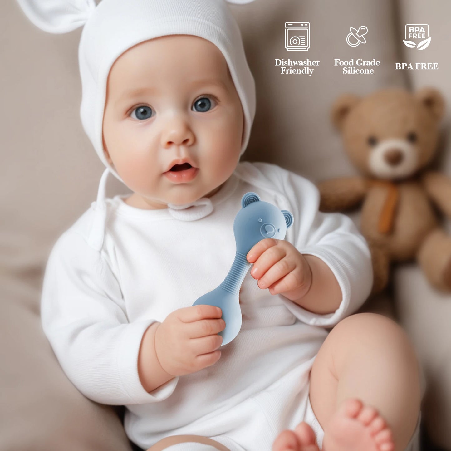 Sensory Bear Rattle Chewy Teether Toy