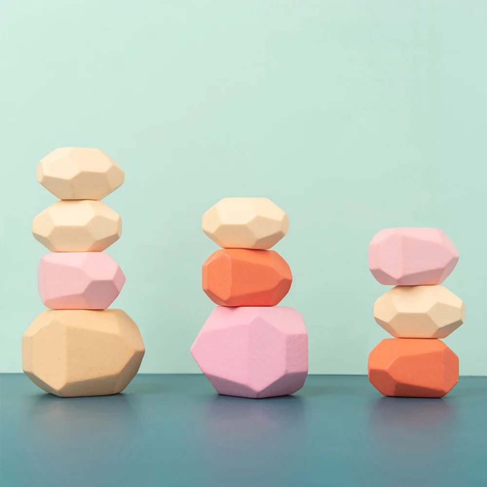 Wooden Sorting Stacking Rocks Stones