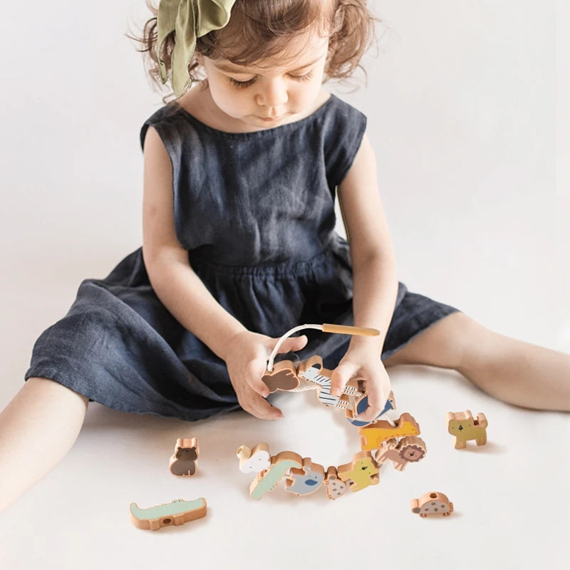 String Threading Baby Animal Wooden Toys