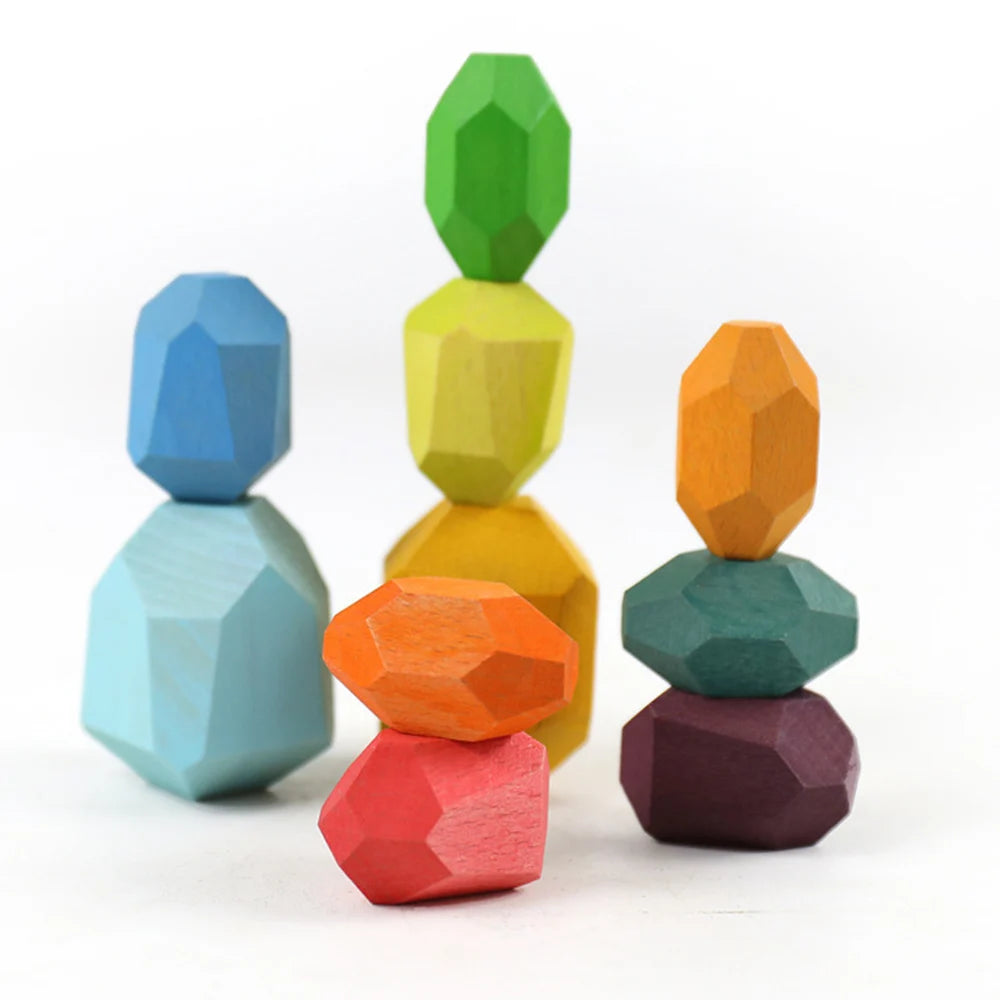 Wooden Sorting Stacking Rocks Stones