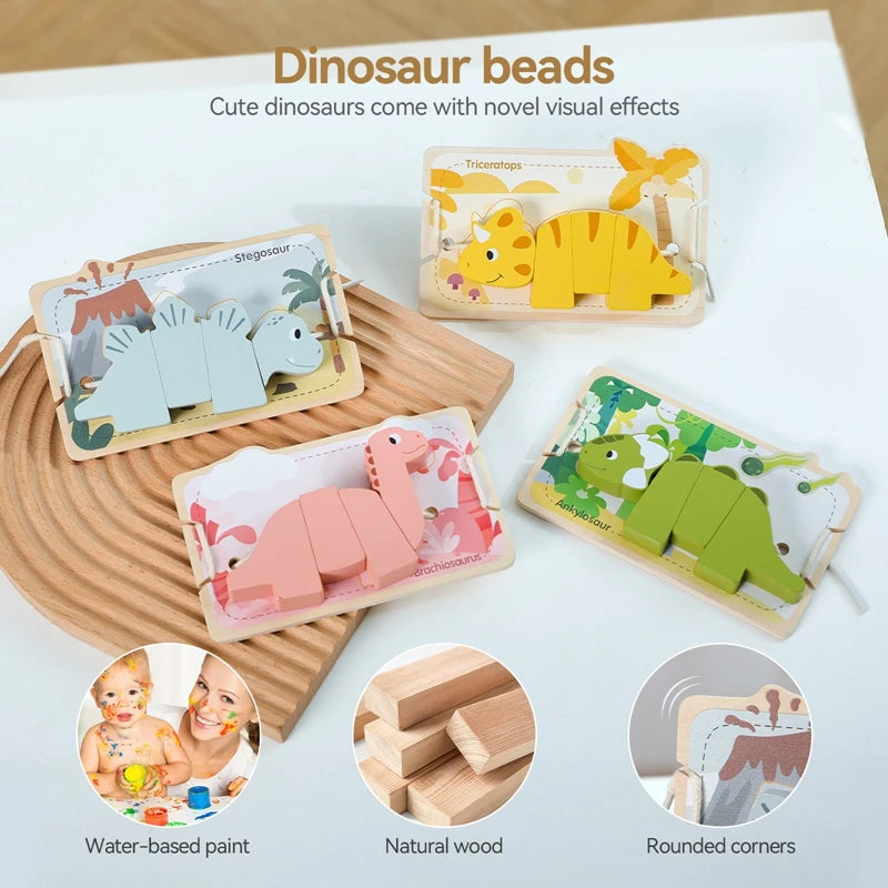 String Threading Baby Animal Wooden Toys