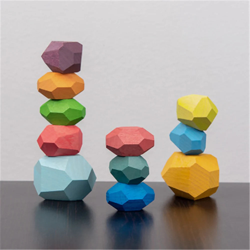 Wooden Sorting Stacking Rocks Stones