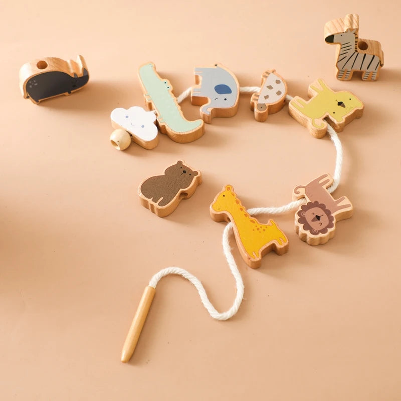 String Threading Baby Animal Wooden Toys