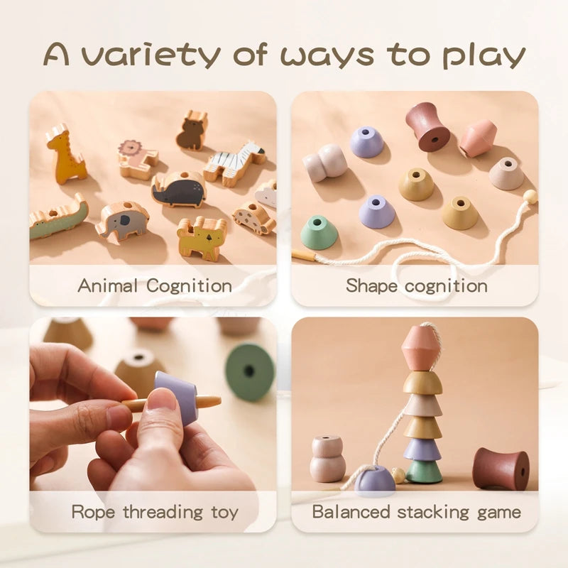 String Threading Baby Animal Wooden Toys