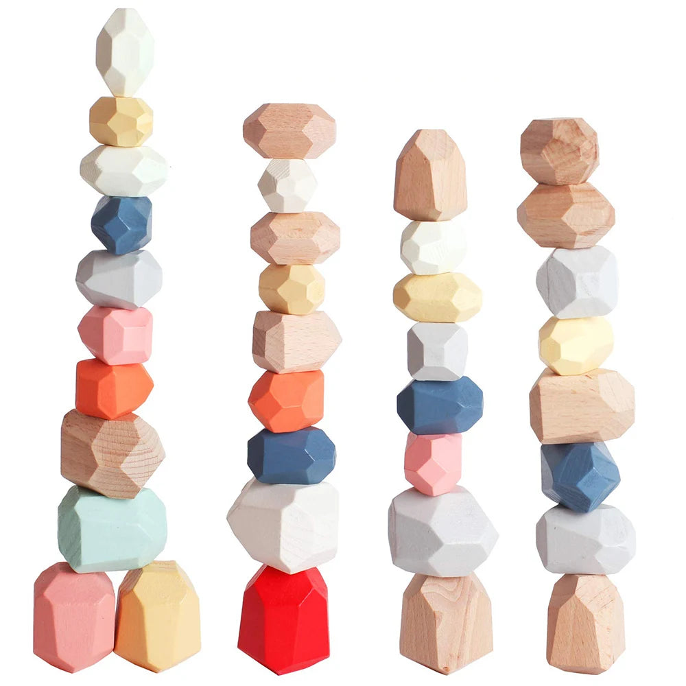 Wooden Sorting Stacking Rocks Stones