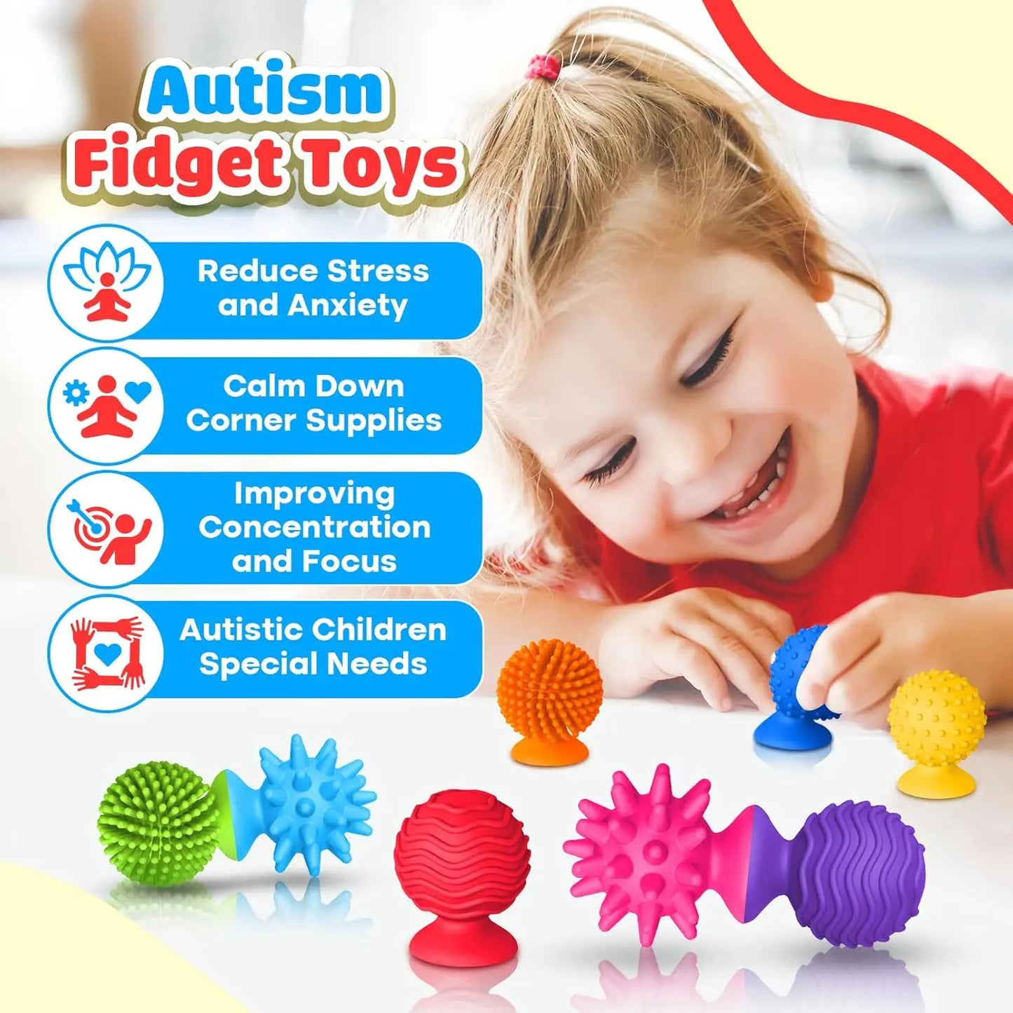 8 Pcs Silicone Soft Sensory Fidget Toys
