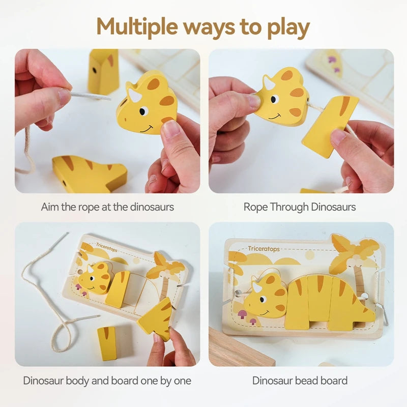 String Threading Baby Animal Wooden Toys