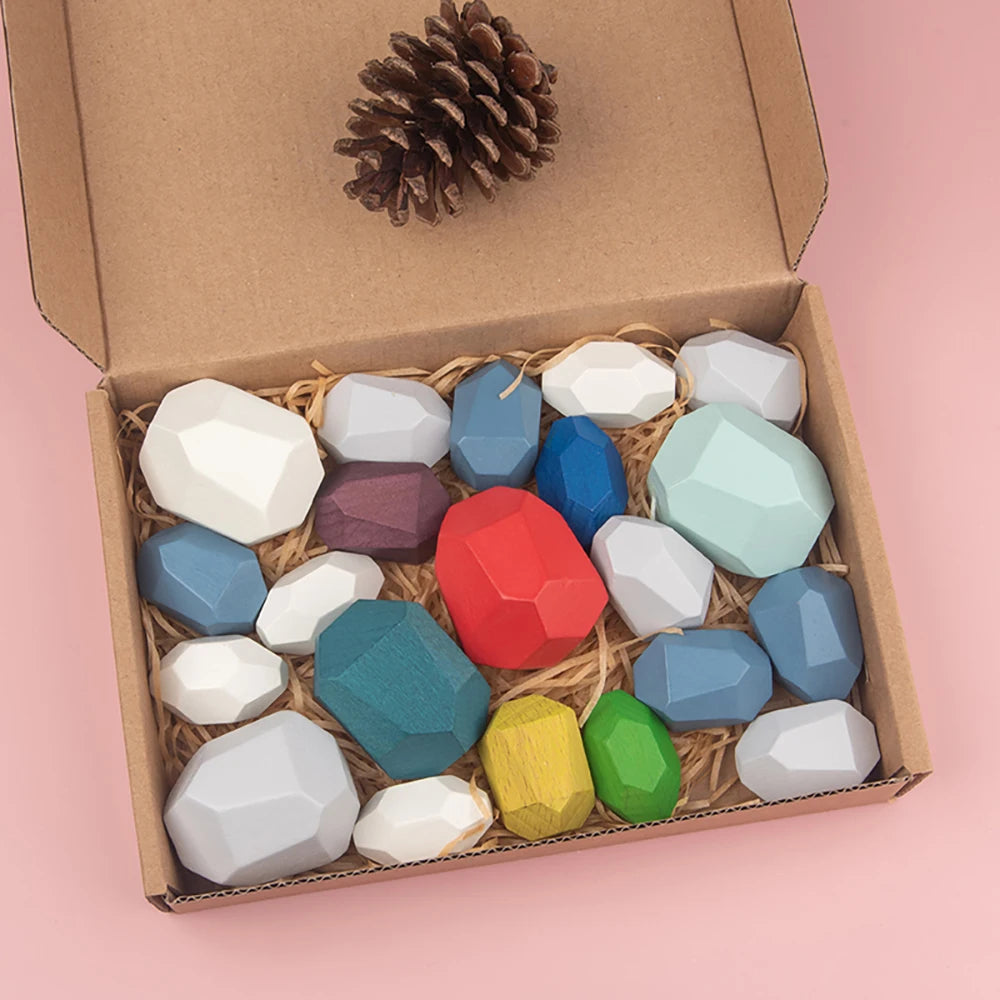 Wooden Sorting Stacking Rocks Stones