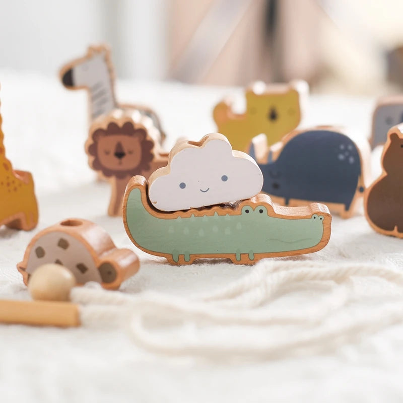 String Threading Baby Animal Wooden Toys