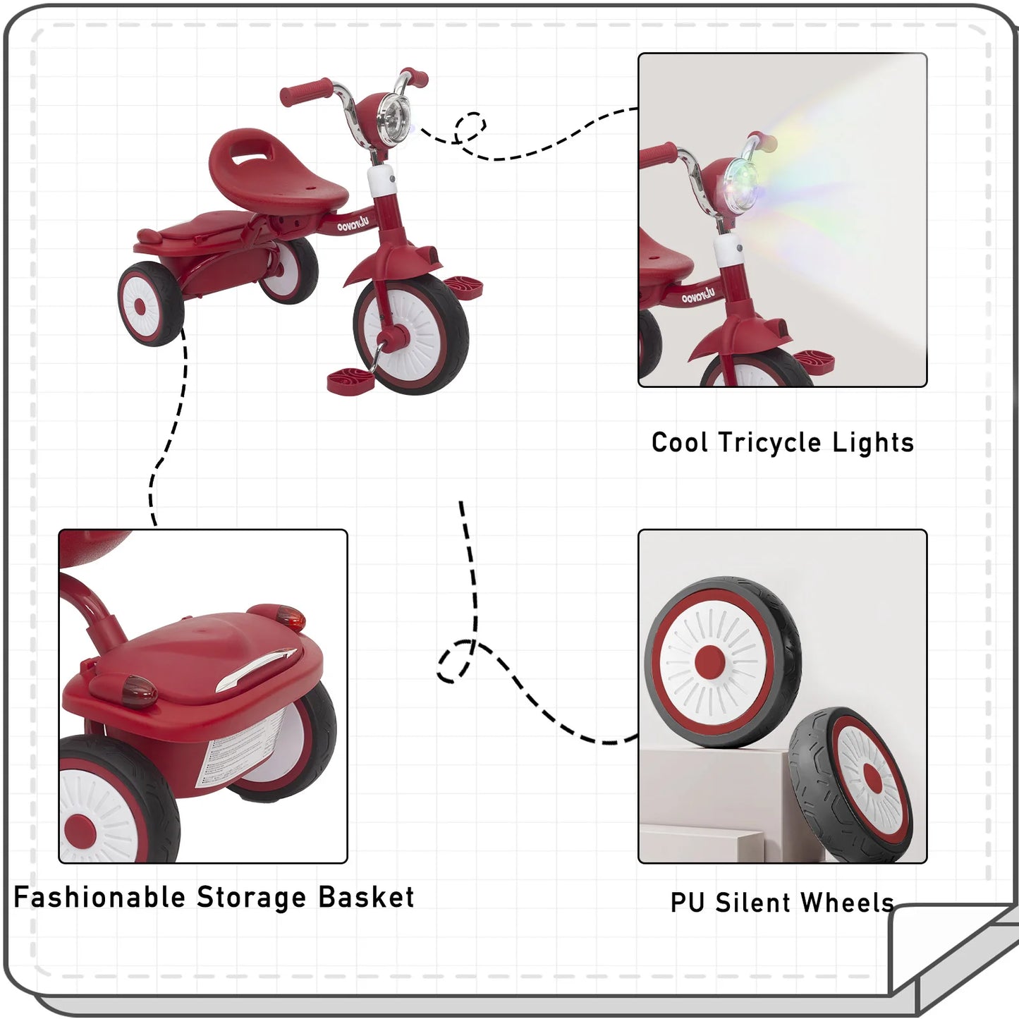 Baby Foldable Tricycle Trike with Pedals