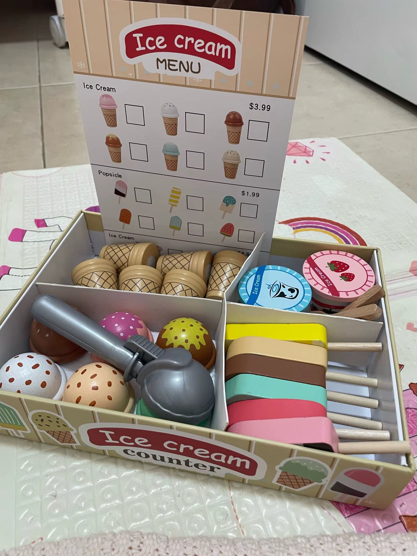 Kids Ice Cream Counter Set