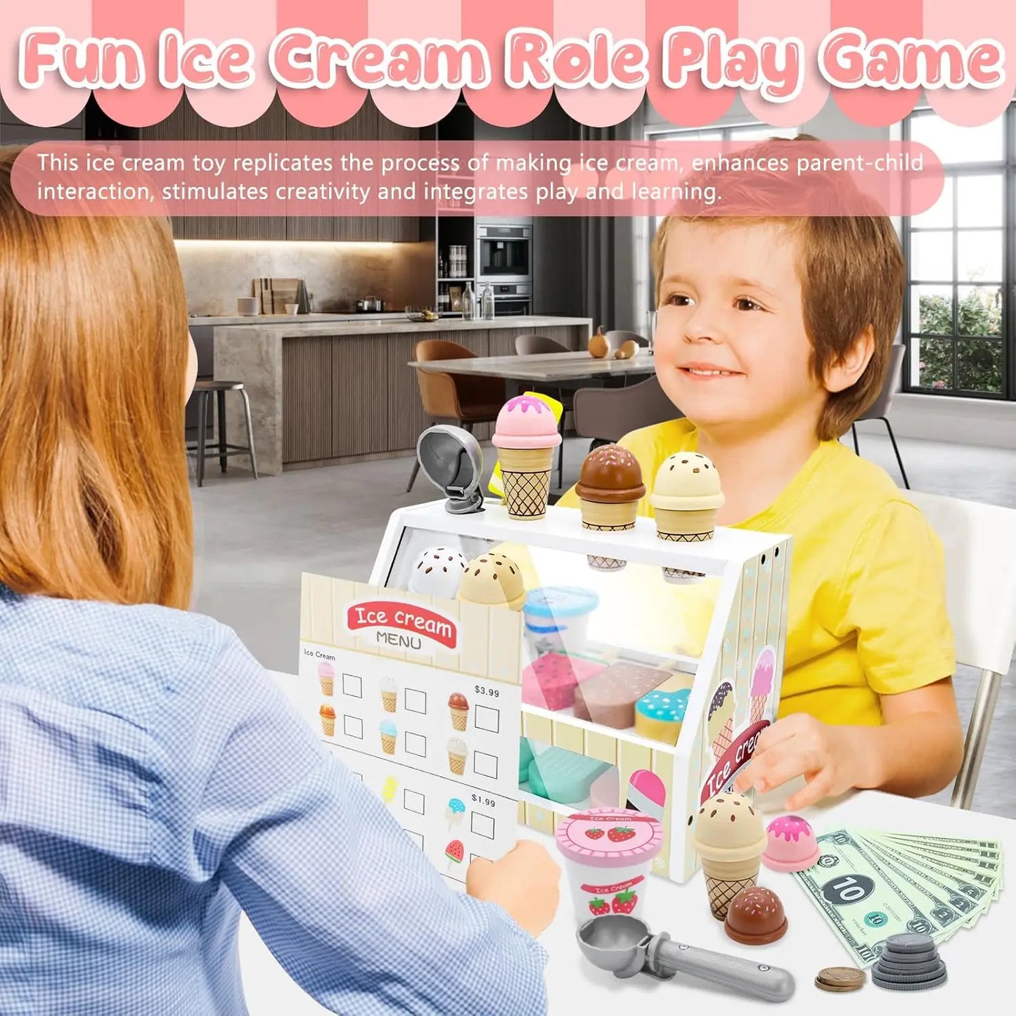 Kids Ice Cream Counter Set
