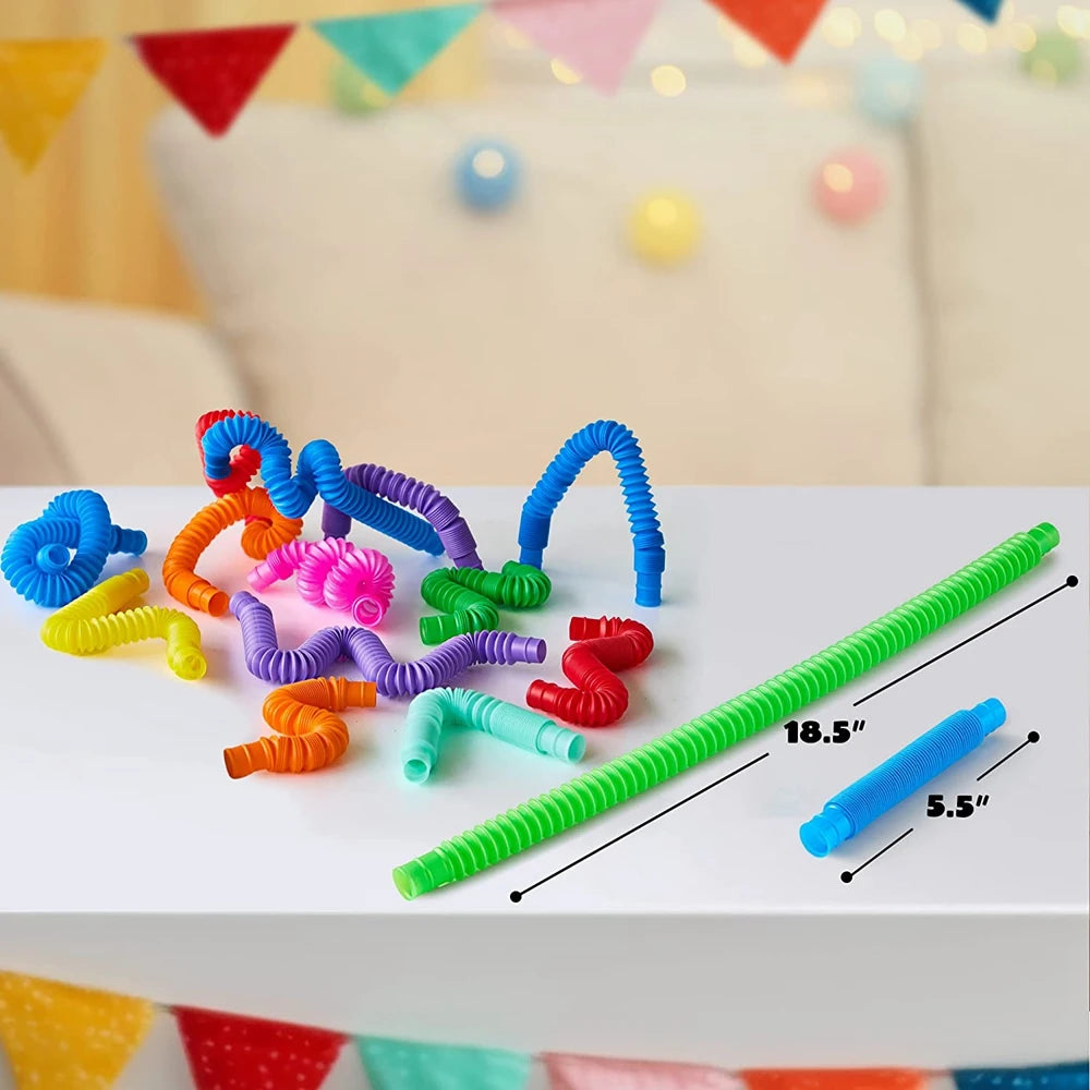 8Pcs of Sensory Pop Relief Tube Toys