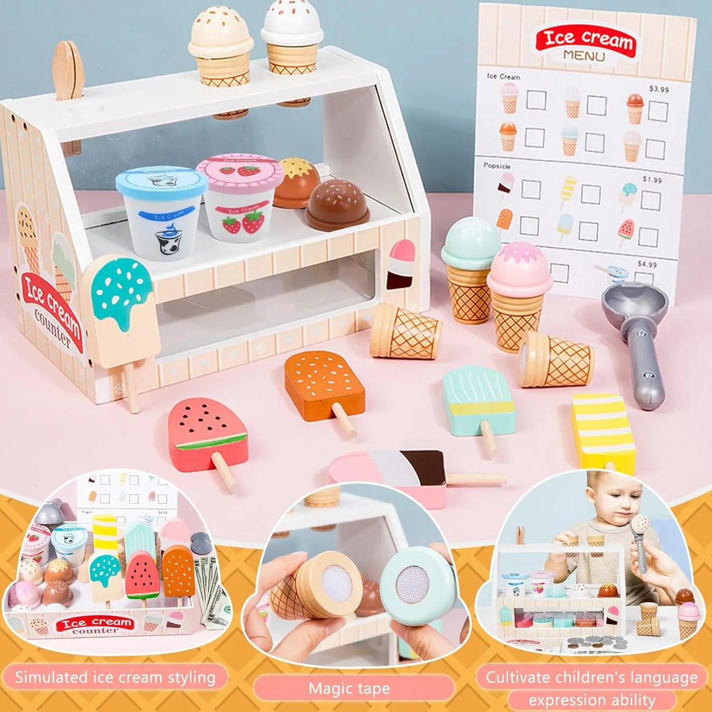 Kids Ice Cream Counter Set