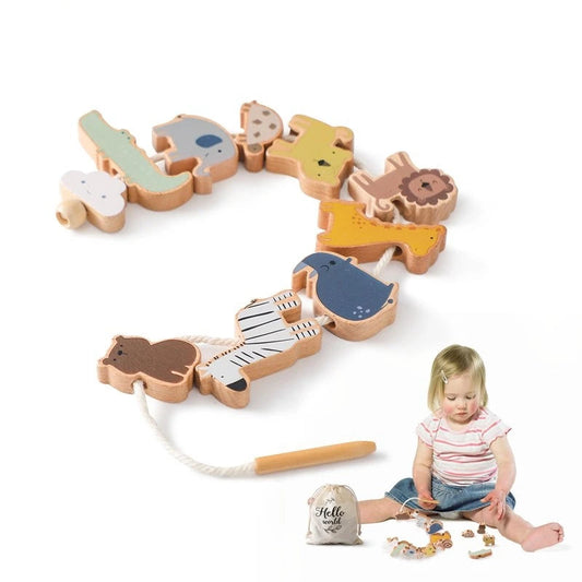 String Threading Baby Animal Wooden Toys