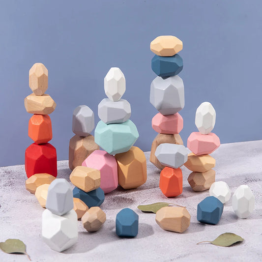 Wooden Sorting Stacking Rocks Stones
